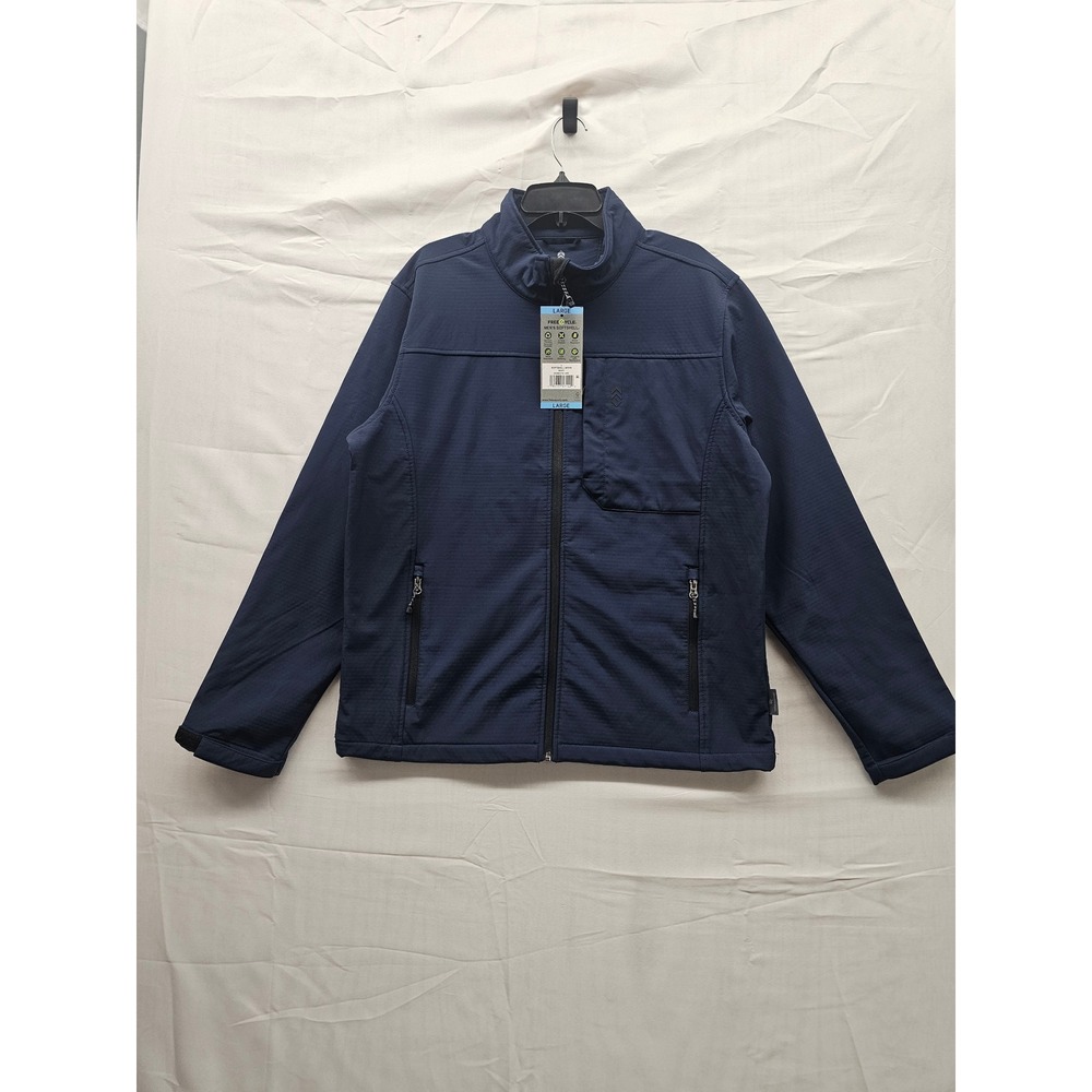 Free Country Mens Softshell Jacket Navy Water Resistant Poly Blend Size Large